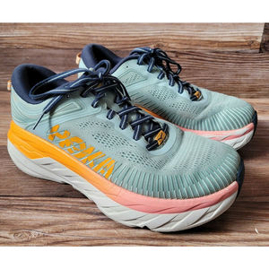 Hoka One Women's SZ 9D BONDI 7 Blue Hazel Black Iris Running Shoes 1110531/BHBI